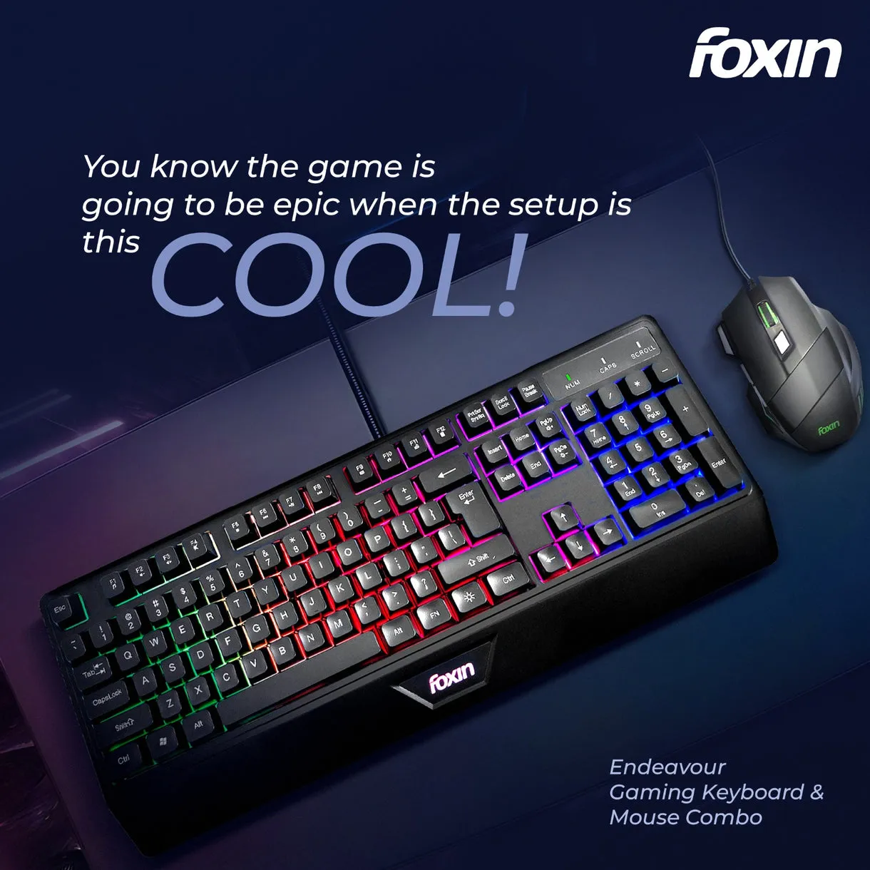 Foxin USB Gaming Keyboard Mouse Combo RGB (Endeavour) view 2